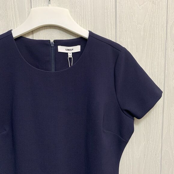 Likely Beckett Navy Short Sleeve Ruffle Dress Size 12 NWT - Picture 3 of 9